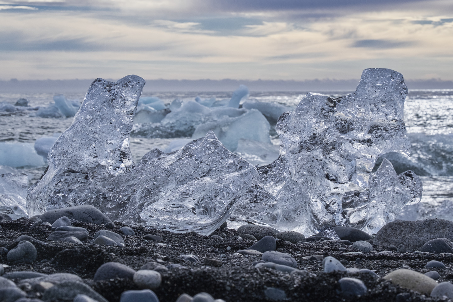 Islande, Diamond Beach, Iceberg, Plage, Sable noir
