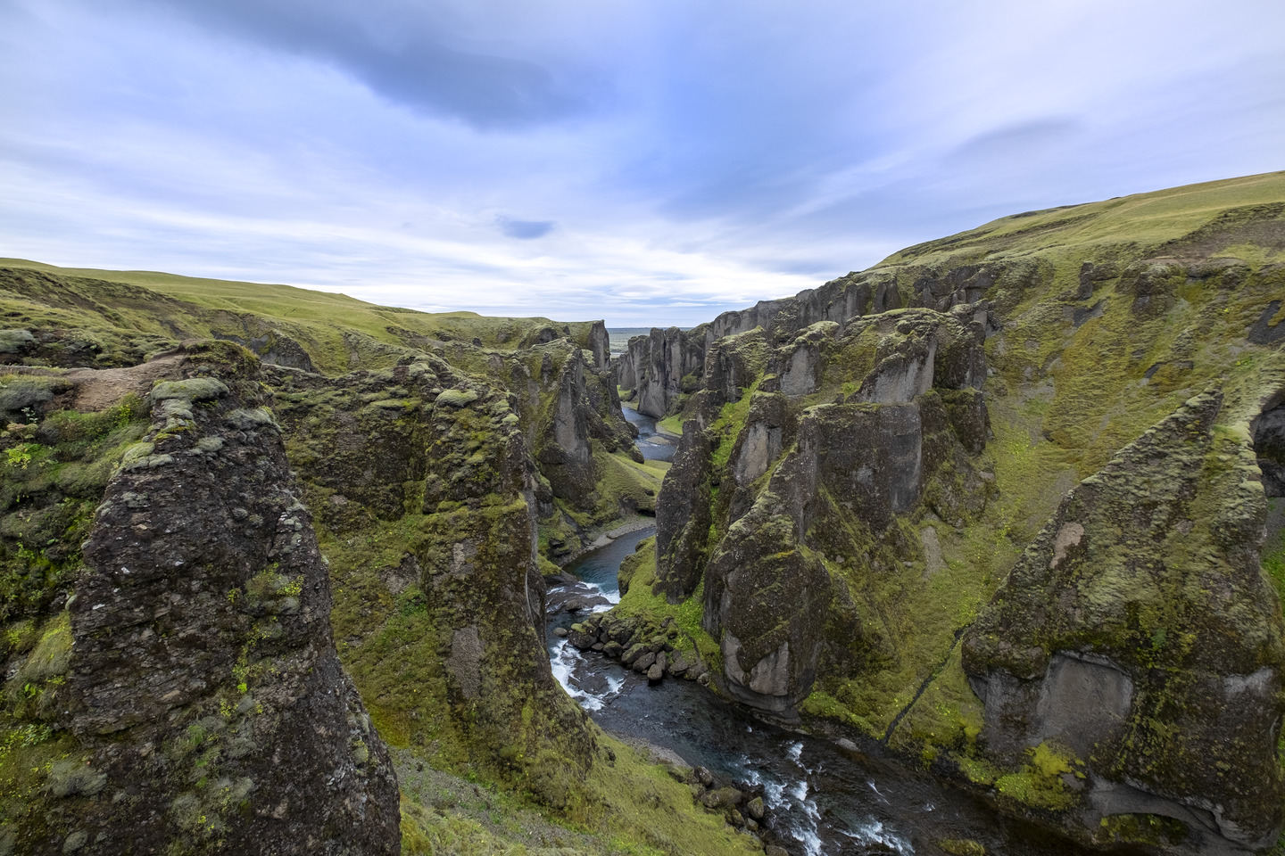 Islande, Canyon, Fjaðrá, Fjaðrárgljúfur, Rivière